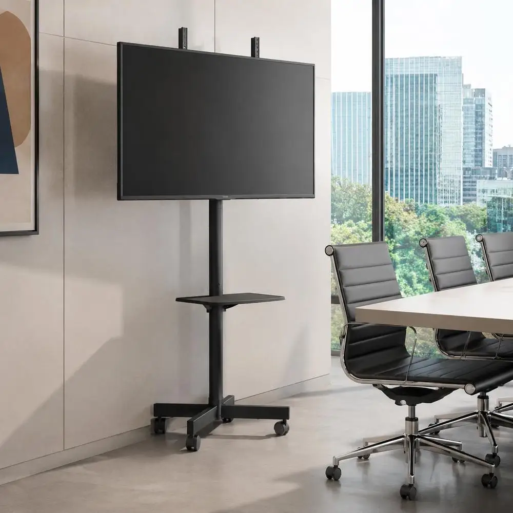 Support TV sur roulettes 20 x 16 x 61 pouces (cm), support de sol universel réglable en hauteur avec structure de support stable jusqu'à 39,9 kg, système de gestion des câbles pratique, montage simple et rapide