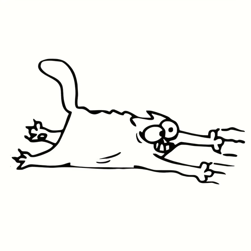 1PCS/2PCS Nette Lustige Stretching Katze Aufkleber (Schwarz Weiß Linie Kunst) wasserdichte Vinyl Aufkleber für Laptop Telefon Auto Dekor