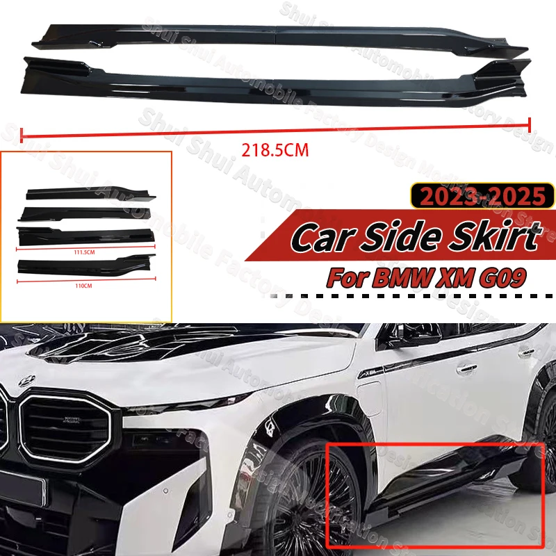 For BMW XM G09 2023 2024 2025 4PCS Side Skirt Splitters Diffuser Spoiler Black Knight Style Guard Protector Body Kits Decoration