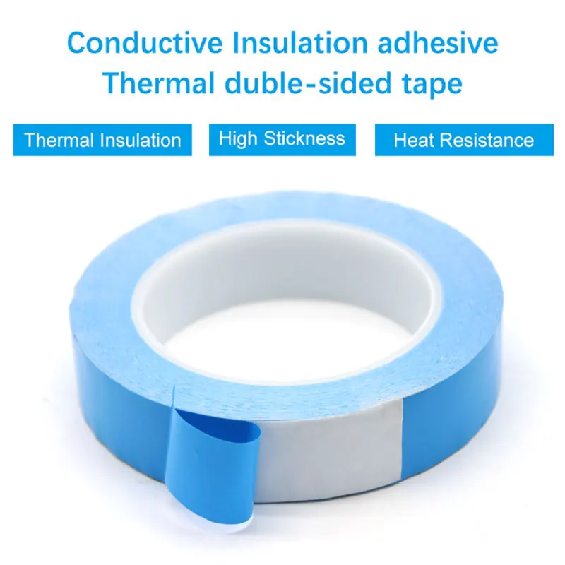 

Width 8/10/12/20/25/30/40/50 mm Transfer Tape Double Side Thermal Conductive Adhesive Tape for Chip PCB LED Strip Heatsink Blue