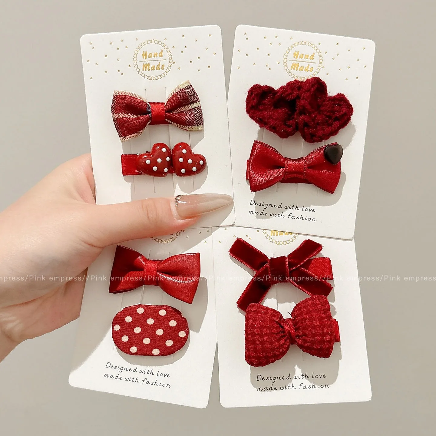 2Pcs Wine Red Handm…