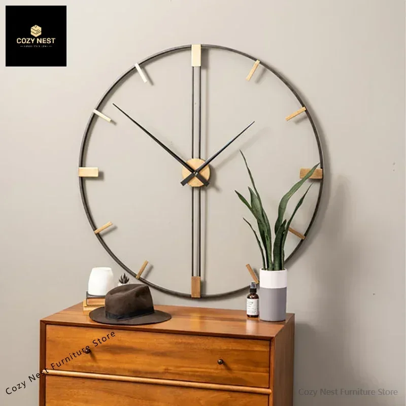 Large Luxury Silent Wall Clock Modern Design Minimalist Decoration Metal Nordic Creative Wall Watch Home Decor Living Room Gift