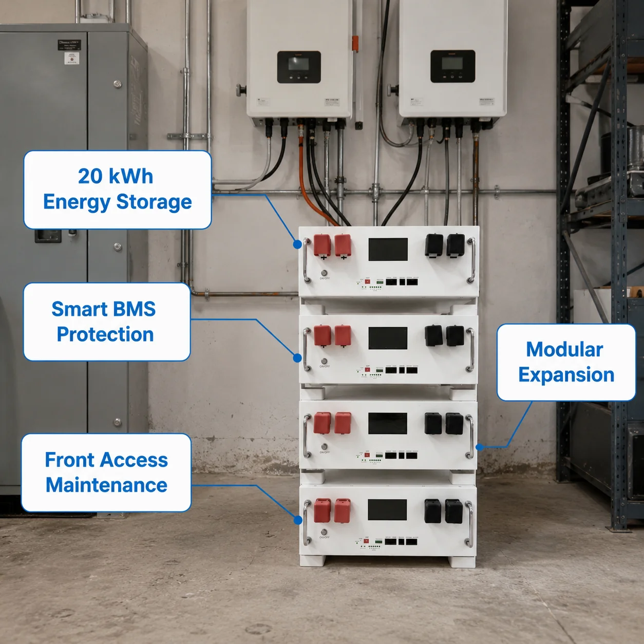 High Voltage 20kWh Commercial Industrial Small Energy Storage System IP54 Waterproof LiFePO4 Battery Cabinet Outdoor Solar BESS
