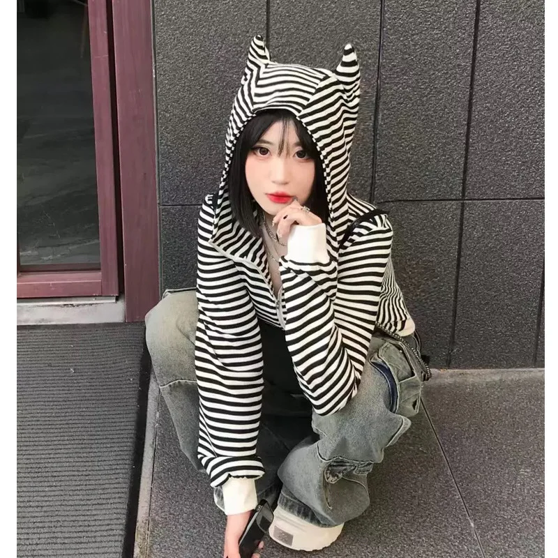 الجودة الأصلية ربيع الخريف سترة مفتوحة هوديي ملابس خارجية قصيرة التخسيس للنساء نمط عصري مريح كم طويل #4