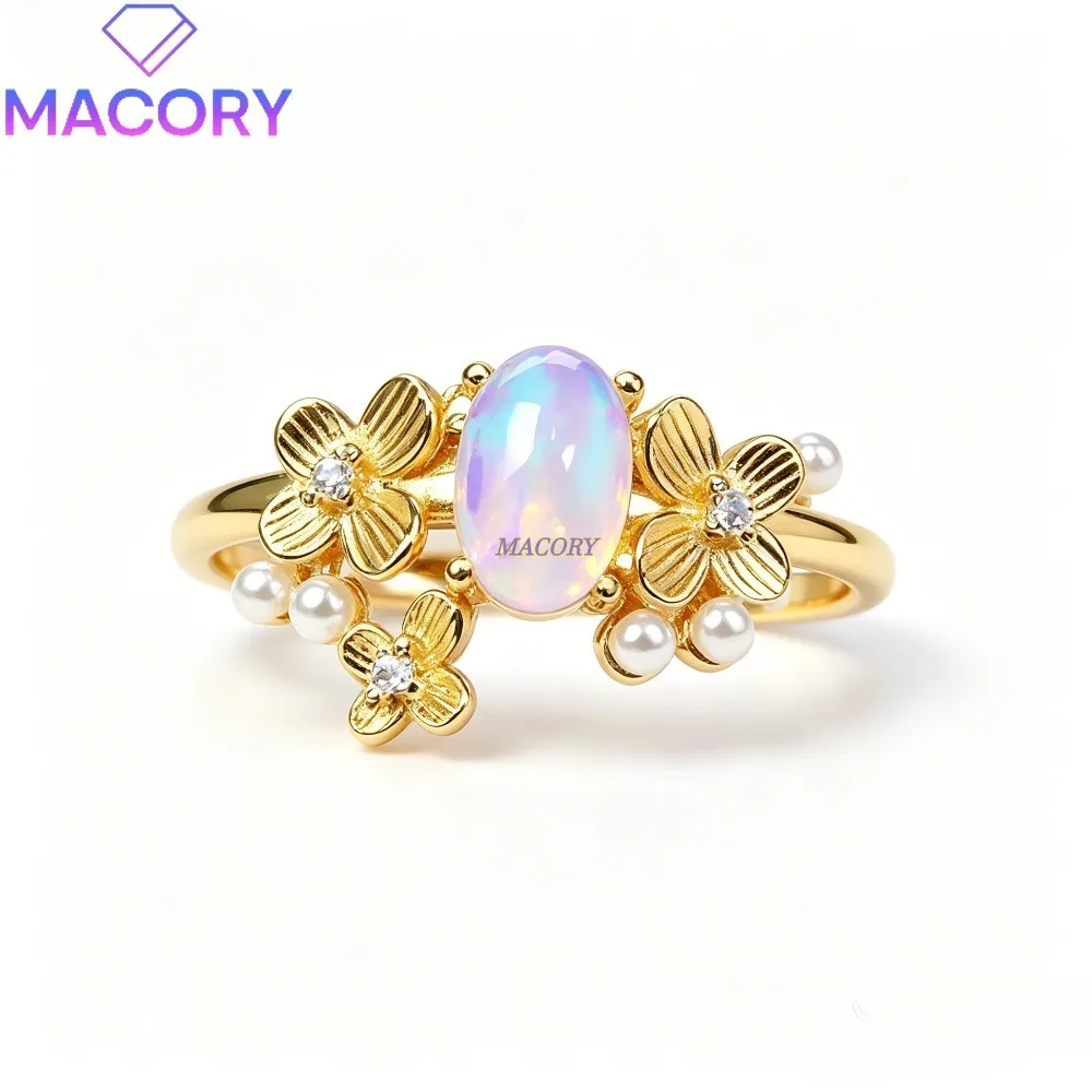 Natural opal ring 925 sterling silver vintage and elegant perfect for parties and ceremonies a lovely Valentine's Day gift