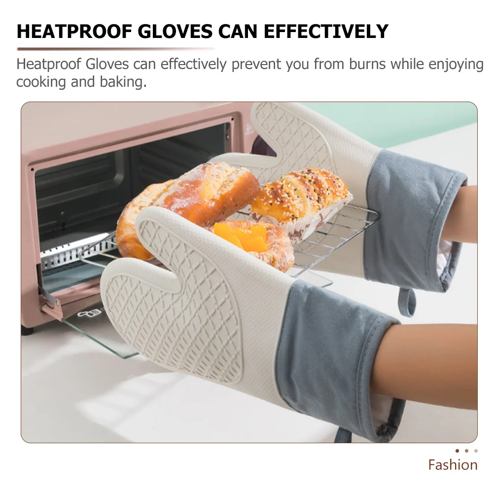 2 قطعة قفازات فرن مقاومة للحرارة قفازات خبز من السيليكون قفازات مطبخ معزولة غير قابلة للانزلاق لخبز شواية الميكروويف #6