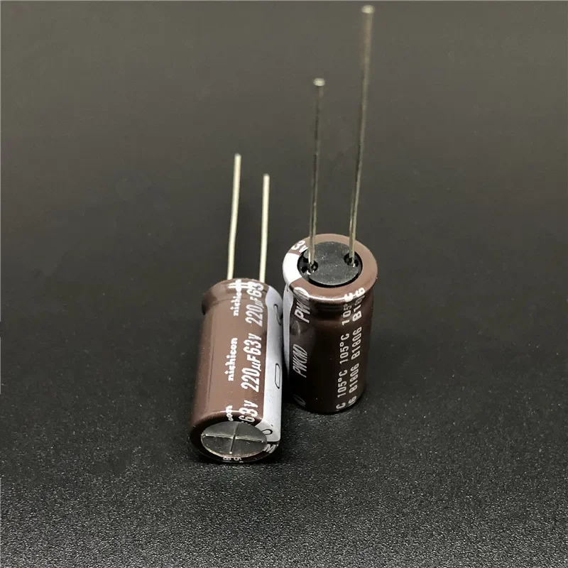 5 pces/50 pces 220 uf 63 v nichicon pw série 10x20mm baixa impedância 63v220uf alumínio capacitor eletrolítico