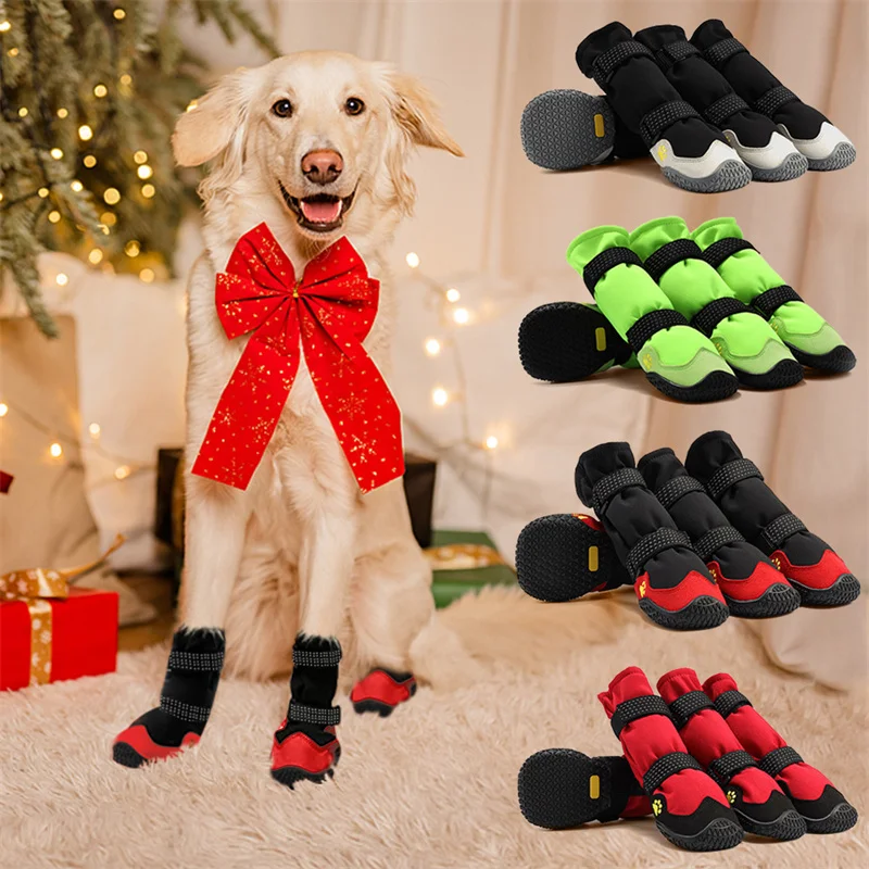 Outdoor Walking Big Dog Shoes Foot Protectors for Snow/ Rain Boots Non Slip Waterproof Winter Boots for Medium Extra Large Dogs