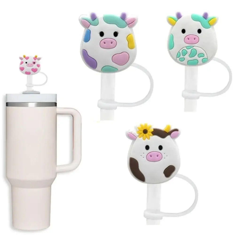 

Reusable 10mm Cow Straw Cover Dust-proof Silicone Straw Stopper Leak Proof Straw Topper 30/40Oz Cup