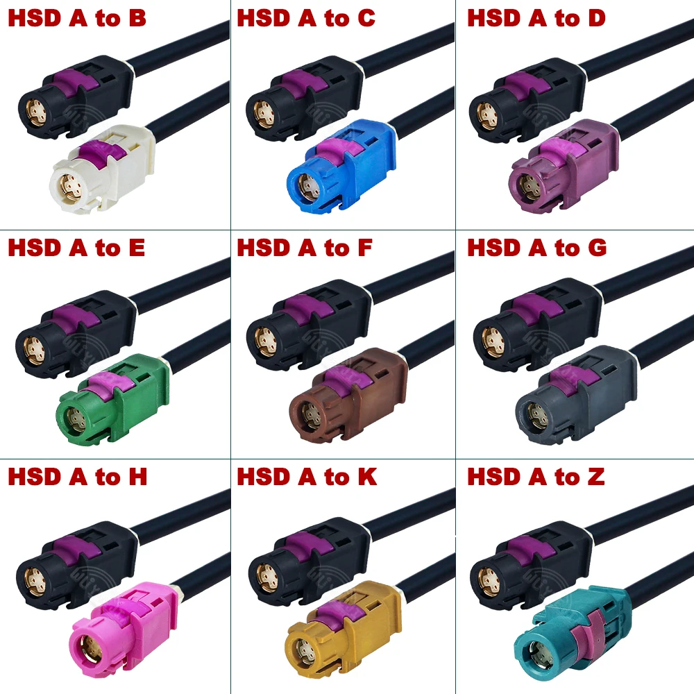 

1Pcs 4Pin HSD Black Code A to BCDEFGHKZ Female Jack Connector 100ohm High Speed Data HSD LVDS Cable 4-Core 535 Line Wire Harness