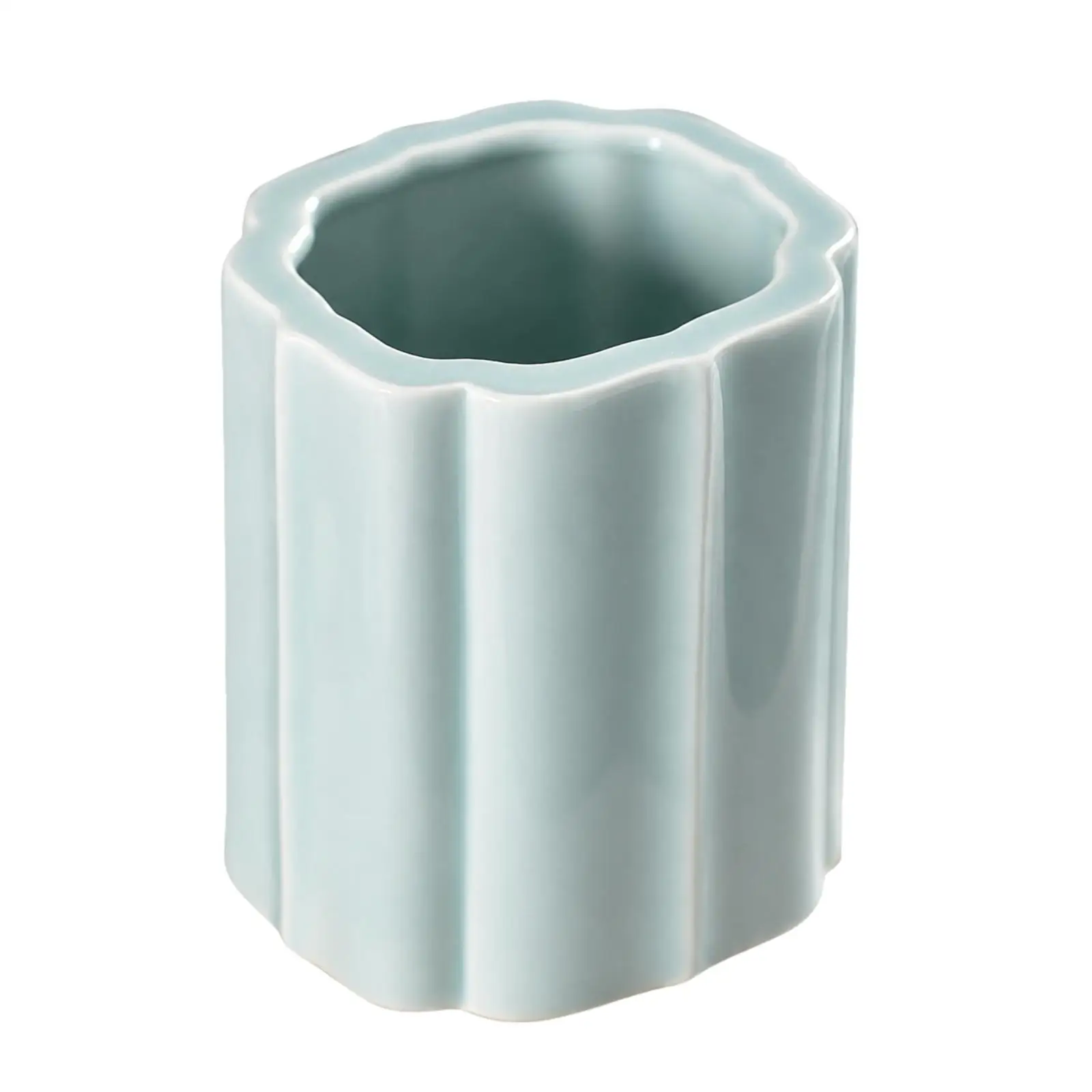 Ceramic Brush Holder Glazed Ceramic Pen Holder Pencil Cup Gloss Makeup Brush Organizer Long-Lasting for Calligraphers