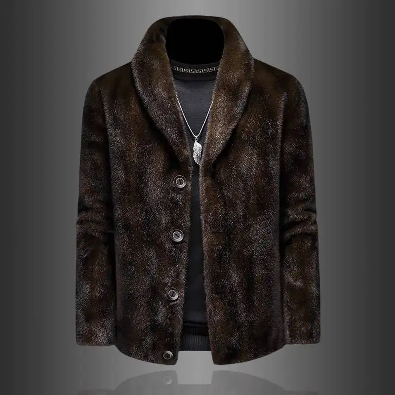 Faux Mink Fur Reversible Coat Winter Cold-Proof Warm Fur Coat Punk Leather Jacket For Men Motorcycle Jacket Jaqueta De Couro