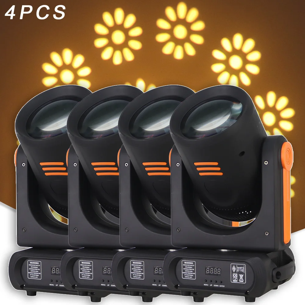 4PCS LED 250W0 Beam Gobo DMX512 Hight Hightness Powerful Moving Head 18 Prisms Dj Disco Club Night Stage Lighting Party Event