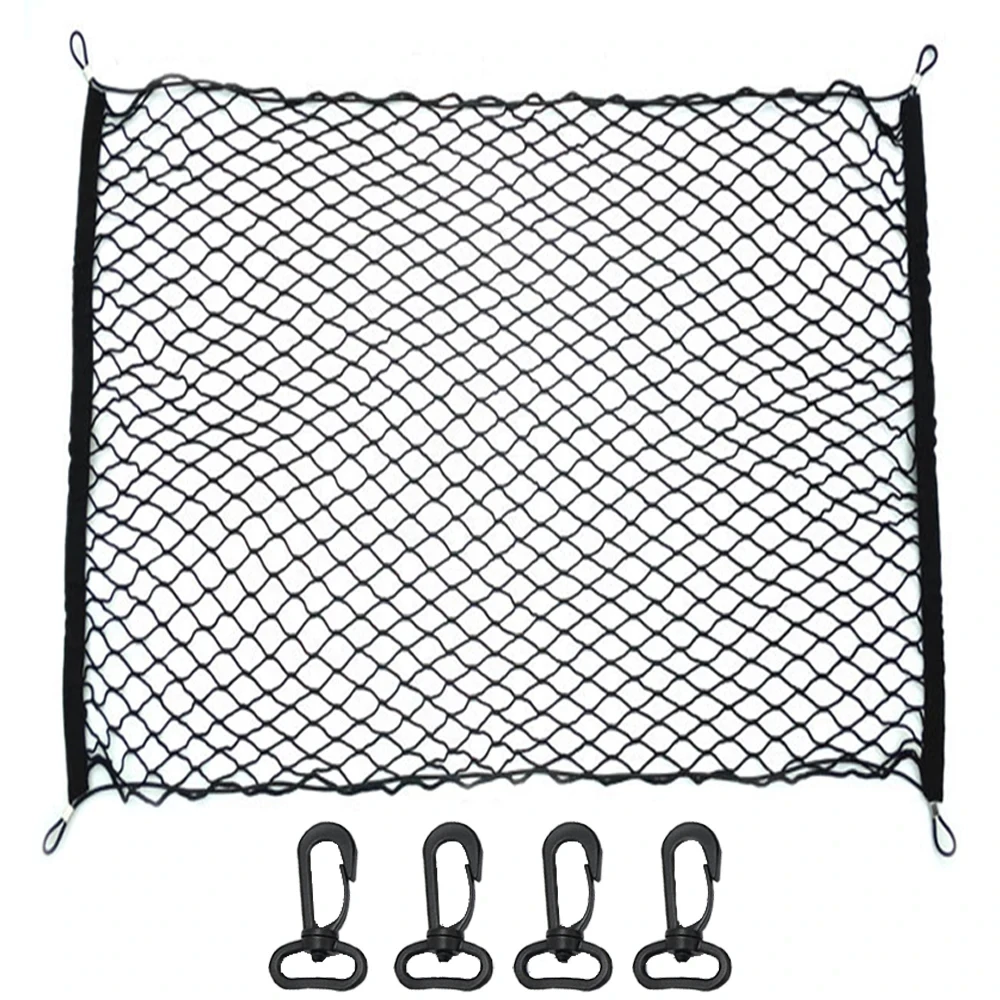 Rede elástica universal para porta-malas de carro, malha de nylon, organizador de carga, rede de armazenamento de bagagem extensível, bolso para interior do veículo