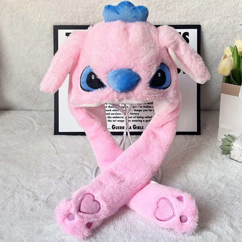 Disney Lilo & Stitch Caps 2024 New Hat Cotton Fluffy Ears Hats Kawaii Stitch Ears Fashion Casual Hats Long Ear Glowing Hat