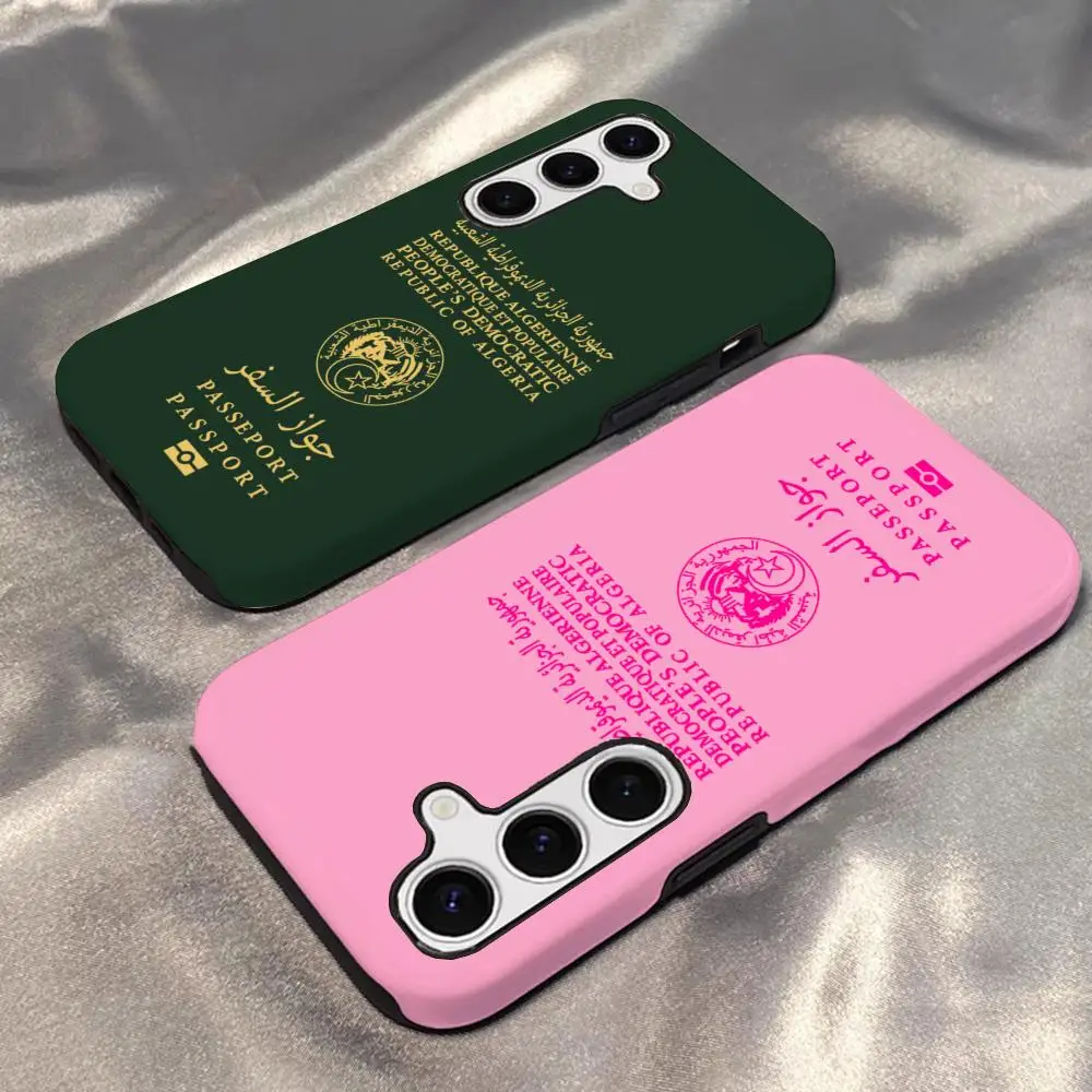Algeria Passport Phone Case For Samsung S25 S24 S23 S22 S21 Plus Ultra A56 A36 A26 A16 Glossy HD Hard PC Cover
