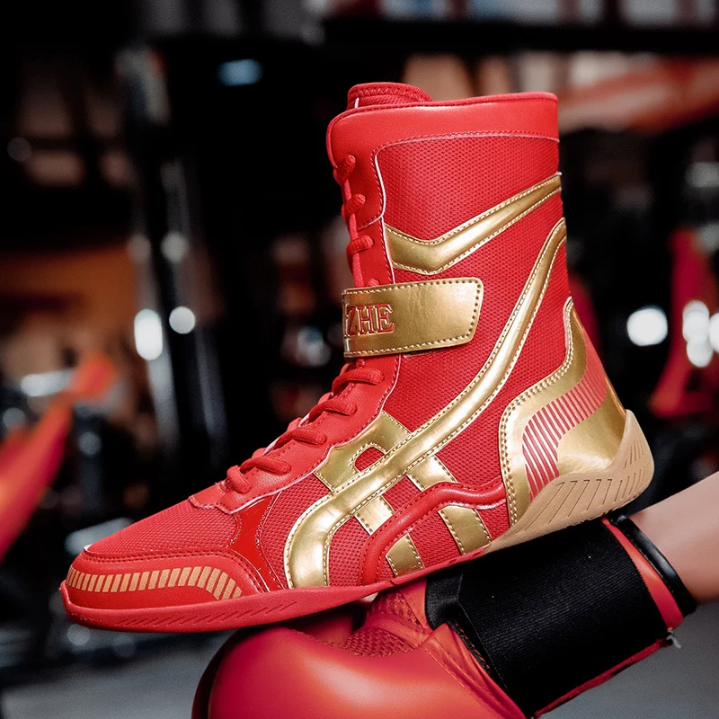 

Big Size 39-48 Men Boxing Sneakers Breathable High Top Wrestling Shoes Non Slip Boxing Training Boot comfortable Combat Sneakers