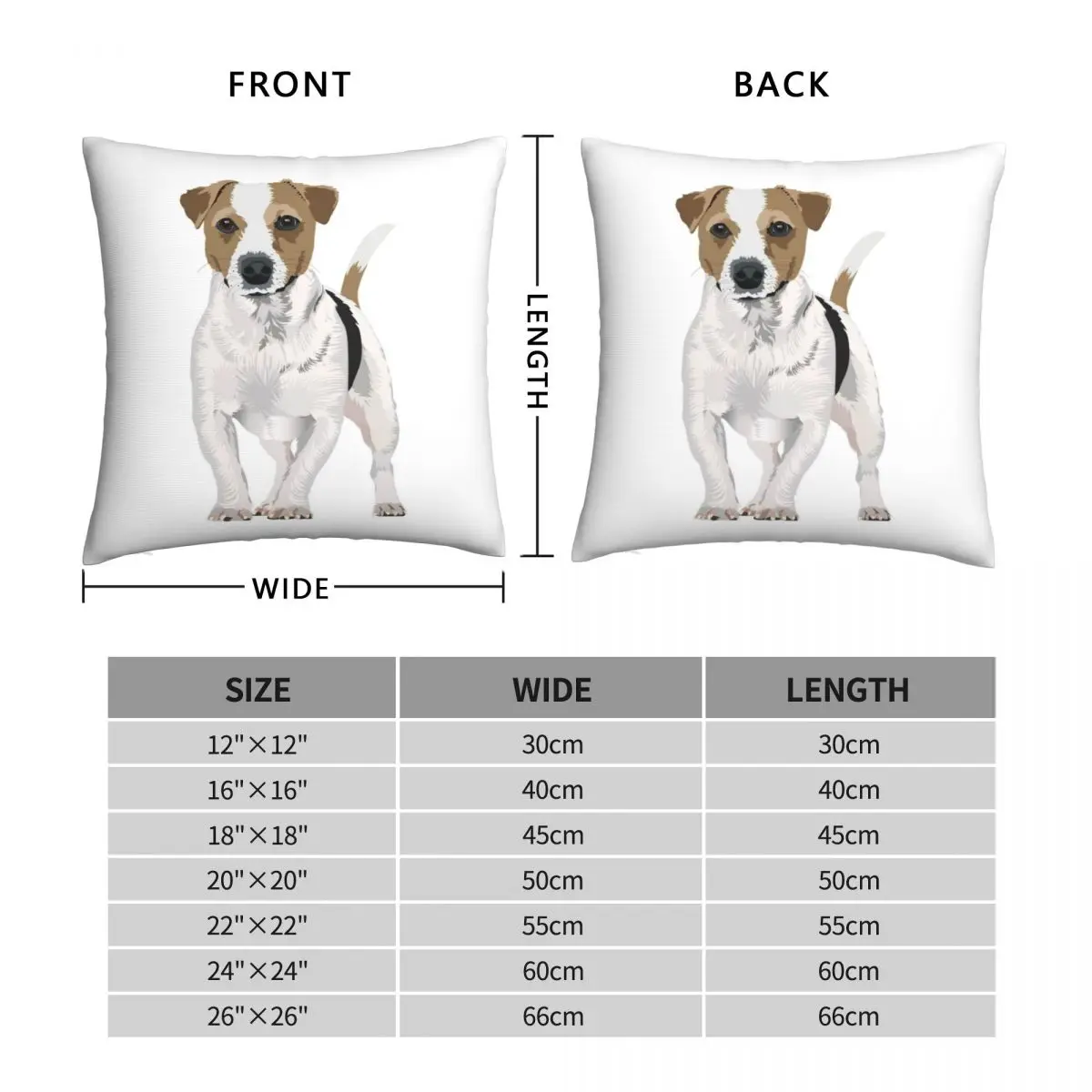 Jack Russell Terrier Dog Square Pillowcase Polyester Linen Velvet Printed Zip Decor Car Cushion Case 45x45