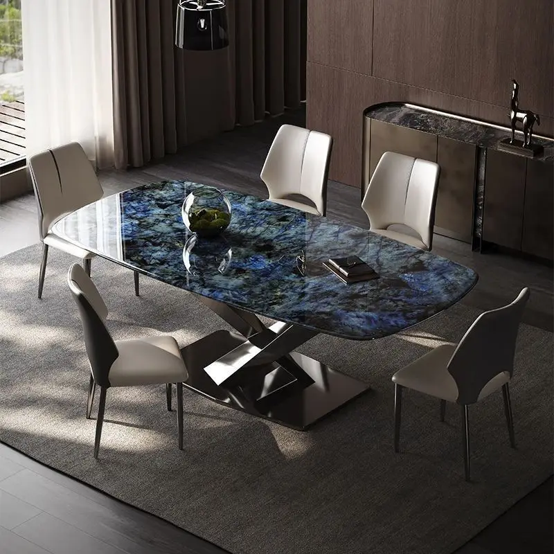 Supercrystalline stone dining table household small apartment dining table and chair combination rectangular dining table