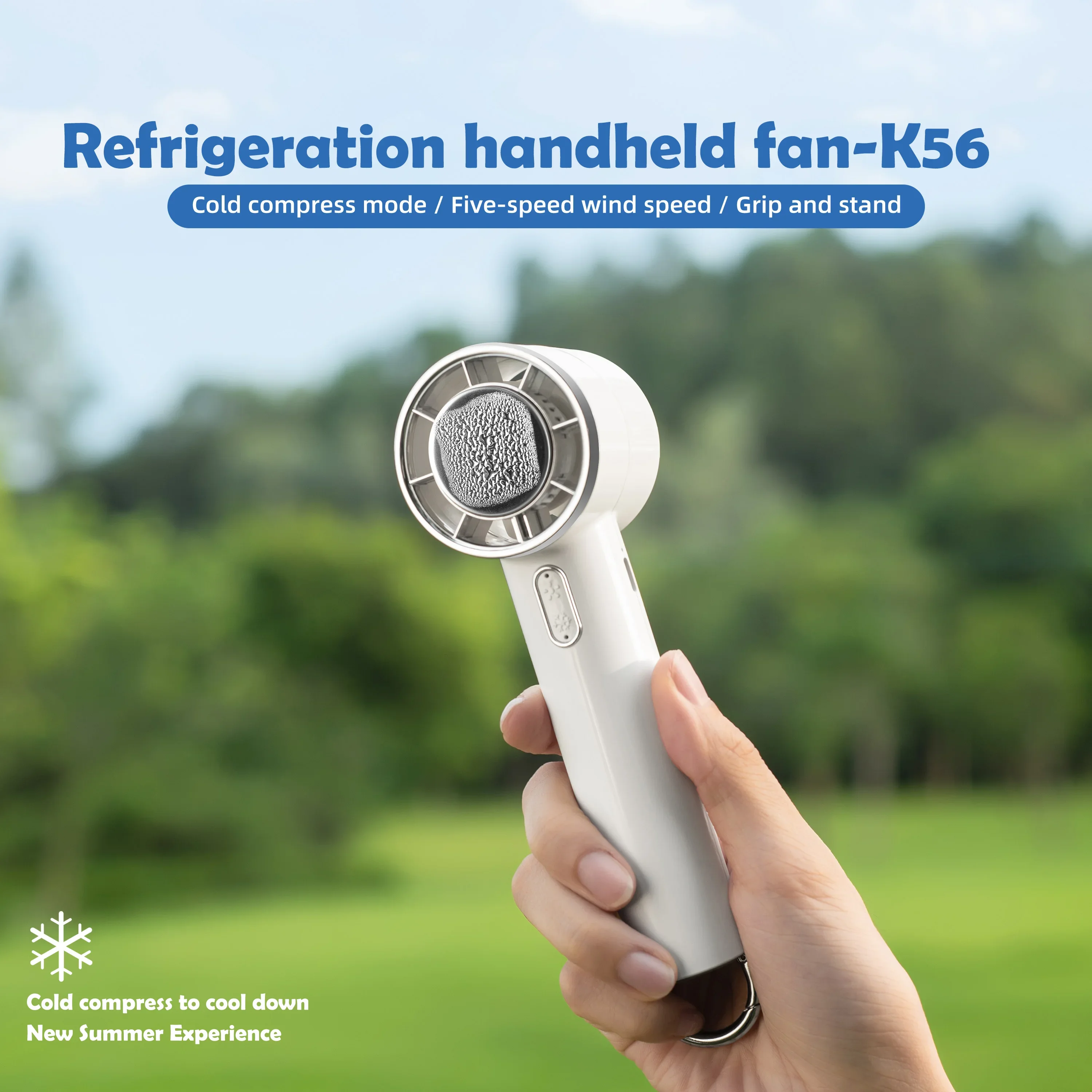 

New Mini Handheld Turbo Jet Fan 5-Speeds Wind Adjustable USB Charging Strong Wind Power Cold Compress Fan with Portable Hook