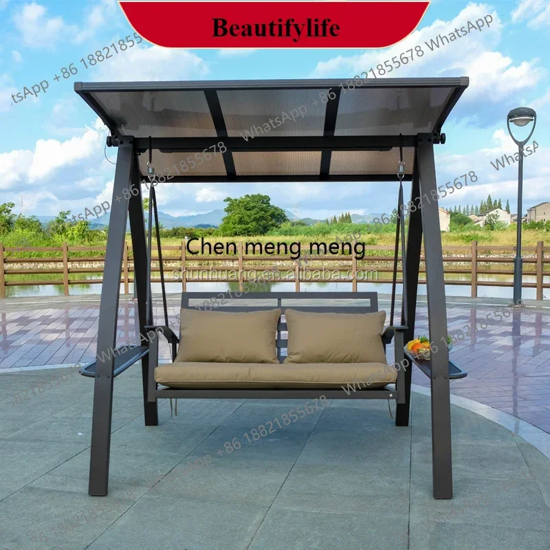 

M138Double Swing Chair Metal Frame Outdoor Garden Furniture With Canopy New Design