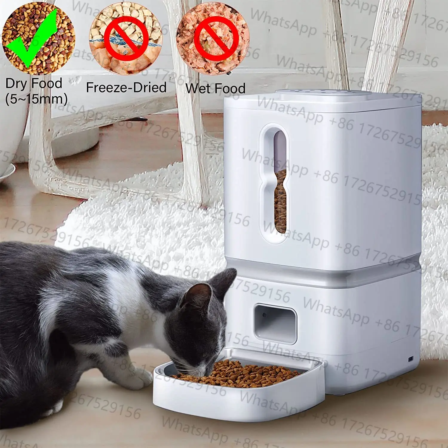 Applicable to7L Automatic Cat Feeder 1-4 Meal Portion Automated Food Dispenser Voice Recording Timed Cat Feeders for Dry Food Sm