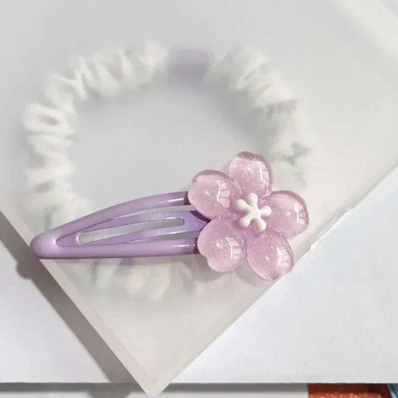 2Pcs/lot Pink Sakura Bobby Pins Hairpin Side Hair Clip Girl Women Cute Creamy Blue Flower Headwear Sweet Hairpins Ornament Gifts image 6