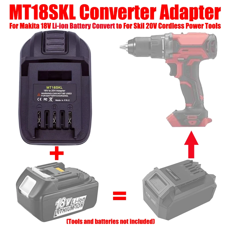 

ALASICKA Battery Adapter MT18SKL for Makita 18V Li-Ion Battery Convert To Work for Skil 20V Li-ion Battery Cordless Power Tools
