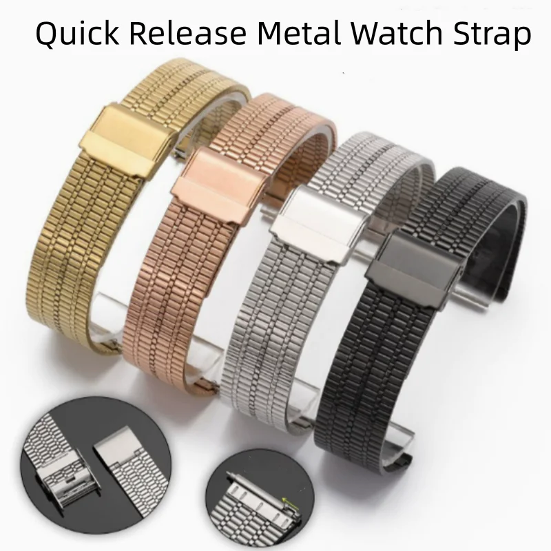 

20mm 22mm Quick Release Double Safety Watch Buckle Stainless Steel Watch Strap for Universal Waterproof Watch Band Accessories