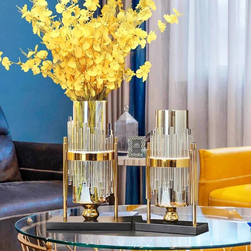 

Light Luxury Crystal Glass Vase Decoration Modern Living Room Flower Arrangement Hallway TV Cabinet Dining Table Decorations