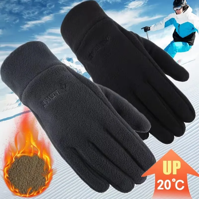 Autumn Winter Outdoors Running Skiing Mittens Men Cycling Women Thermal Fleece Cold Resistance Wind Waterproof Gloves Soft Warm