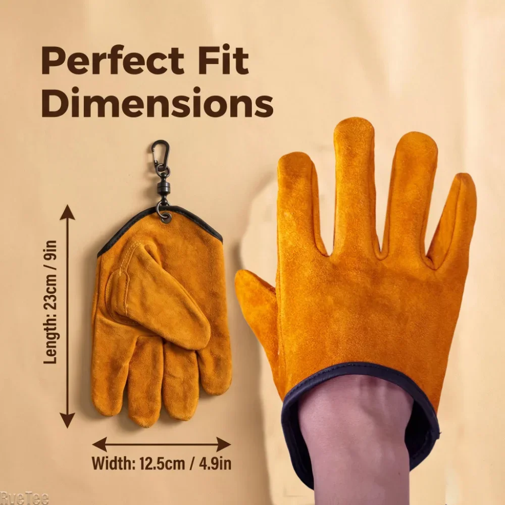 Premium Portable Magnetic Cowhide Work Gloves Anti-wear Anti-puncture Protective Gloves for Grilling Camping & Woodworking