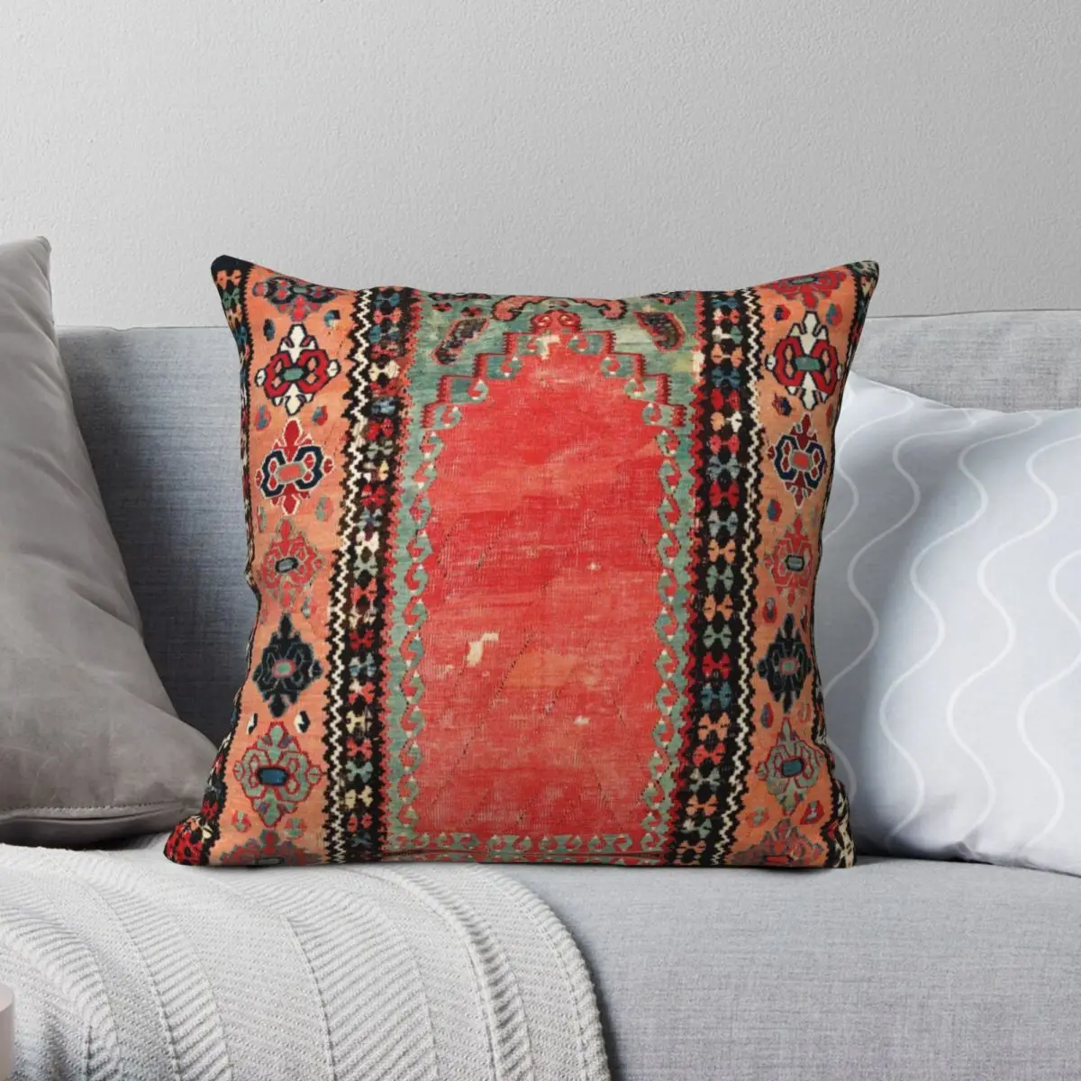 Sivas Antique Cappadocian Niche Square Pillowcase Polyester Linen Velvet Creative Zip Decorative Pillow Case Home Cushion Case