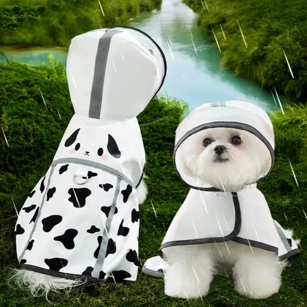 

Pet Wear Cartoon Dog Rainwear Polyester Waterproof Dog Hooded Raincoat with Reflective Strip Puppy Clothes Outdoor Activities