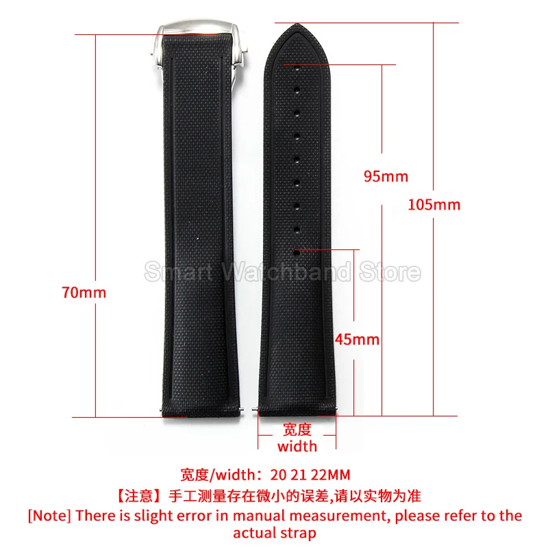 20 21 22mm Premium Quality FKM Watch Bracelet Quick Release Design for  Omega Speedmaster De Ville Seiko MoonSwatch Watchband