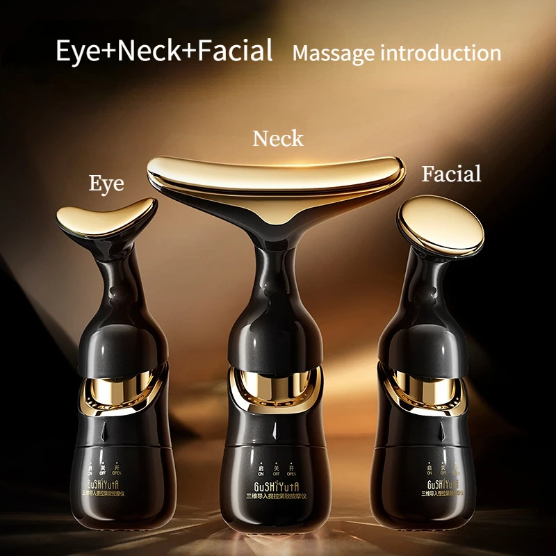 Face Eye Neck Massager 3 In 1 High-Frequency Acoustic Shock Introducer EMS Firming Lifting Essence Cream Skin Care Tool Home