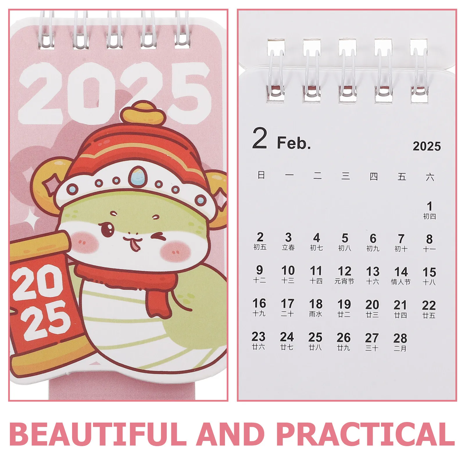 Decorative Desk Calendar 2025 Mini Standing Calendar for Office Desk Home Dorm Classroom Simple Clear Layout Writeable Daily Use