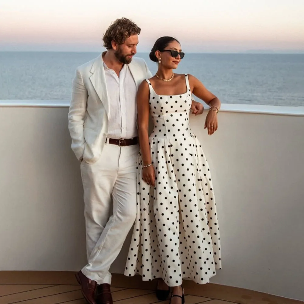 

High Quality Customized Ankle Length Sleeveless Thin Suspenders A-line Vestidos De Fiesta Para Bodas فساتين السهرة Evening Gown