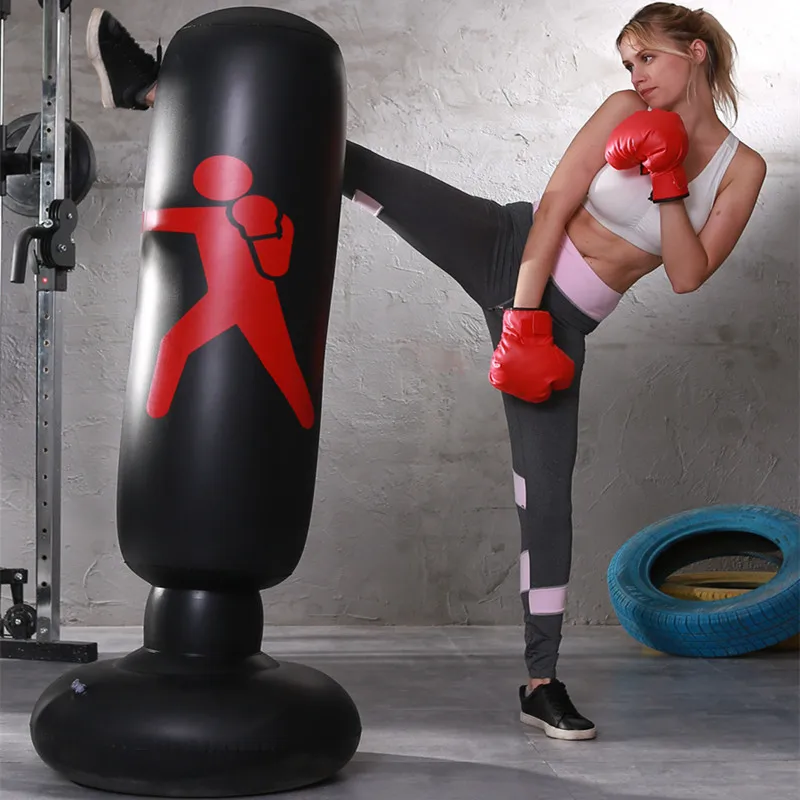 Inflatable Punching Bag PVC Boxing Bag Adults Kids Tumbler Sandbag Boxing Training Stress Relieving Sandbag