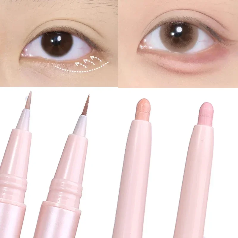 Crayon surligneur en ver de soie à double extrémité, stylo de maquillage, agrandir les yeux, surligneur sous les yeux, anciers de maquillage, pointe fine et souple