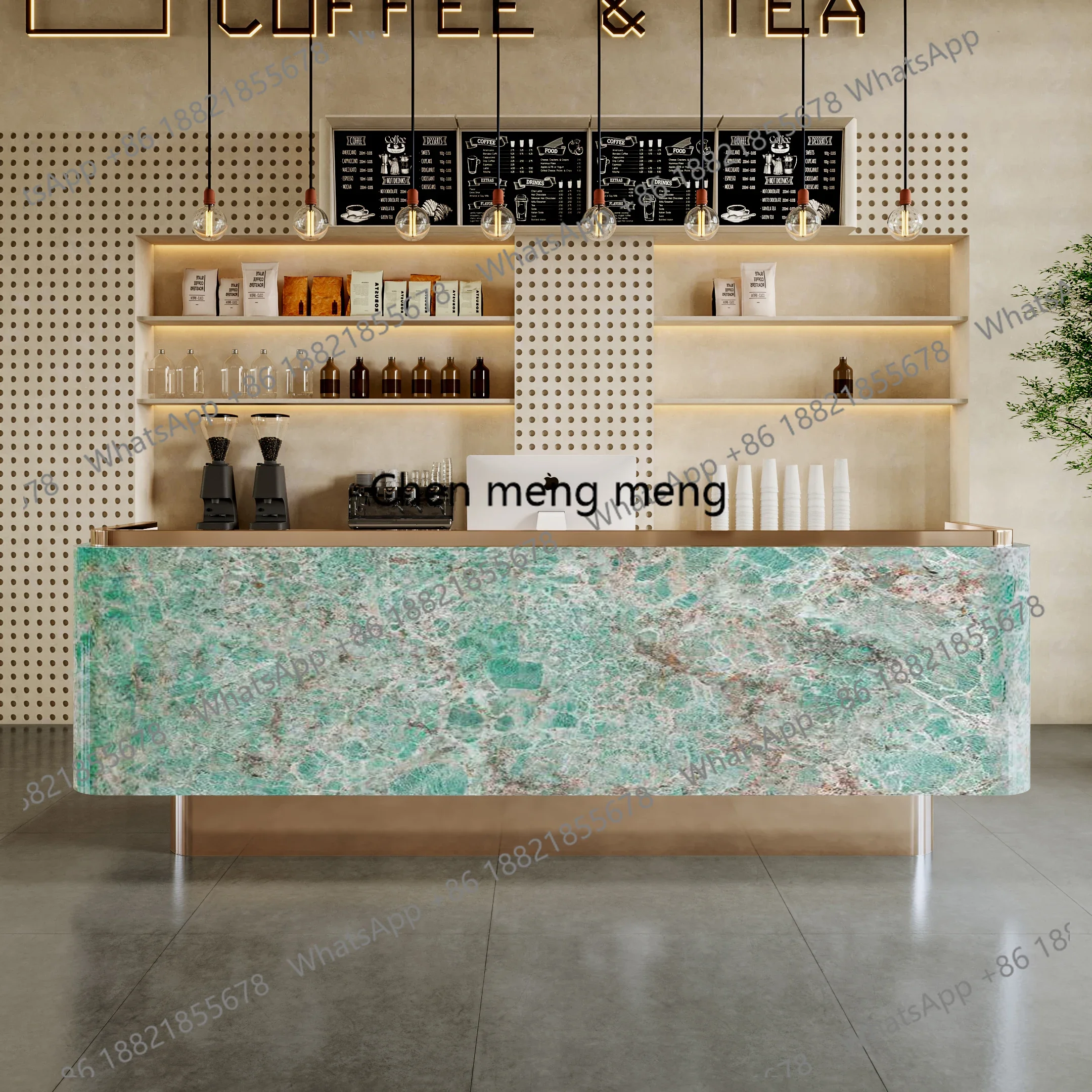 Modern Company Reception Desk Hotel Lobby Bar Sales Office Company Beauty Salon Stainless Steel checkout page table