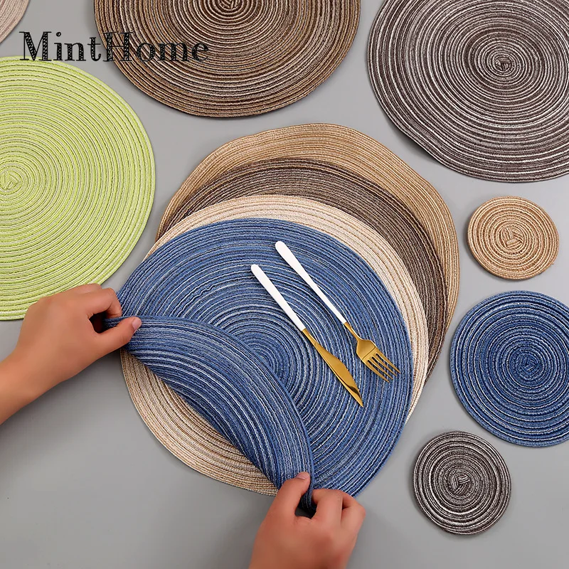 Round Cotton Yarn Dining Table Cushion, Heat Proof Mat, Household Placemat, Heat Resistant Cup Mat, Round Plate, Bowl Mat