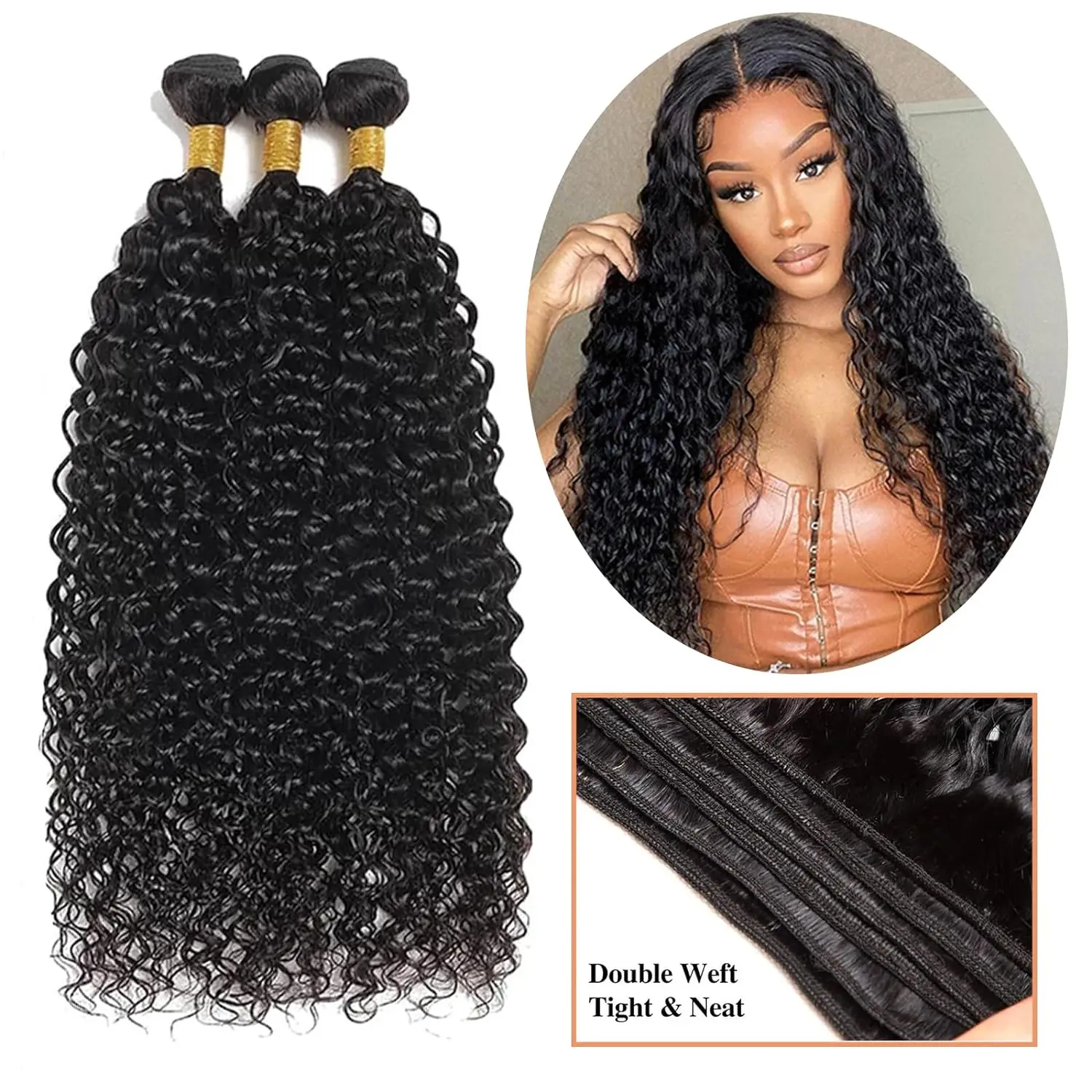 Ulrica Water Wave Bundles 100% Human Hair 10A Water Curly Human Hair Bundles Hair Weft for Black Women Natural Hair Extensions