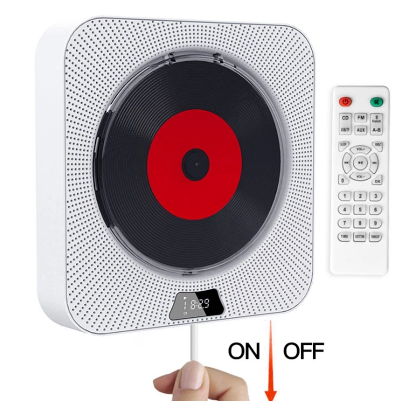 Портативный CD-проигрыватель с разъемом US, настенный музыкальный проигрыватель, встроенный высокоточный динамик, поддержка CD/USB/TF