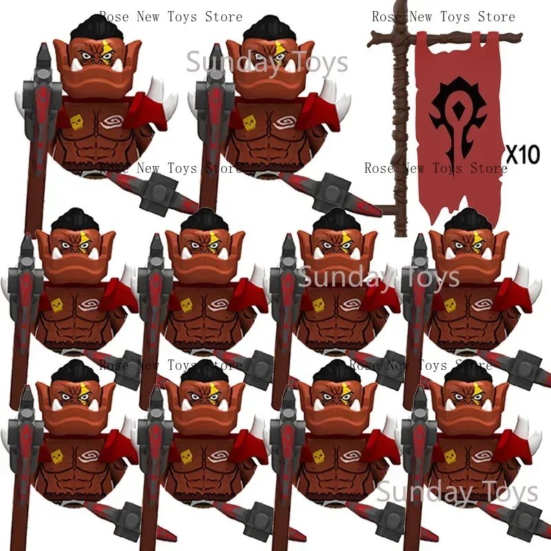 

Kids Toys Medieval Orc Warrior Flag Combination Suits Mini Uruk-Hai Model Small Particle Building Blocks Children Birthday Gift