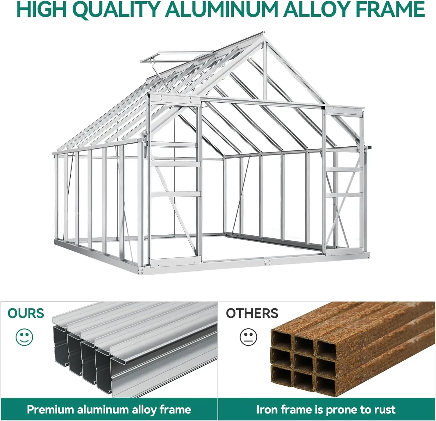 Polycarbonate Greenhouse Large Heavy Duty Green Houses Outdoor Aluminum Greenhouses with Sliding Doors Vent Window