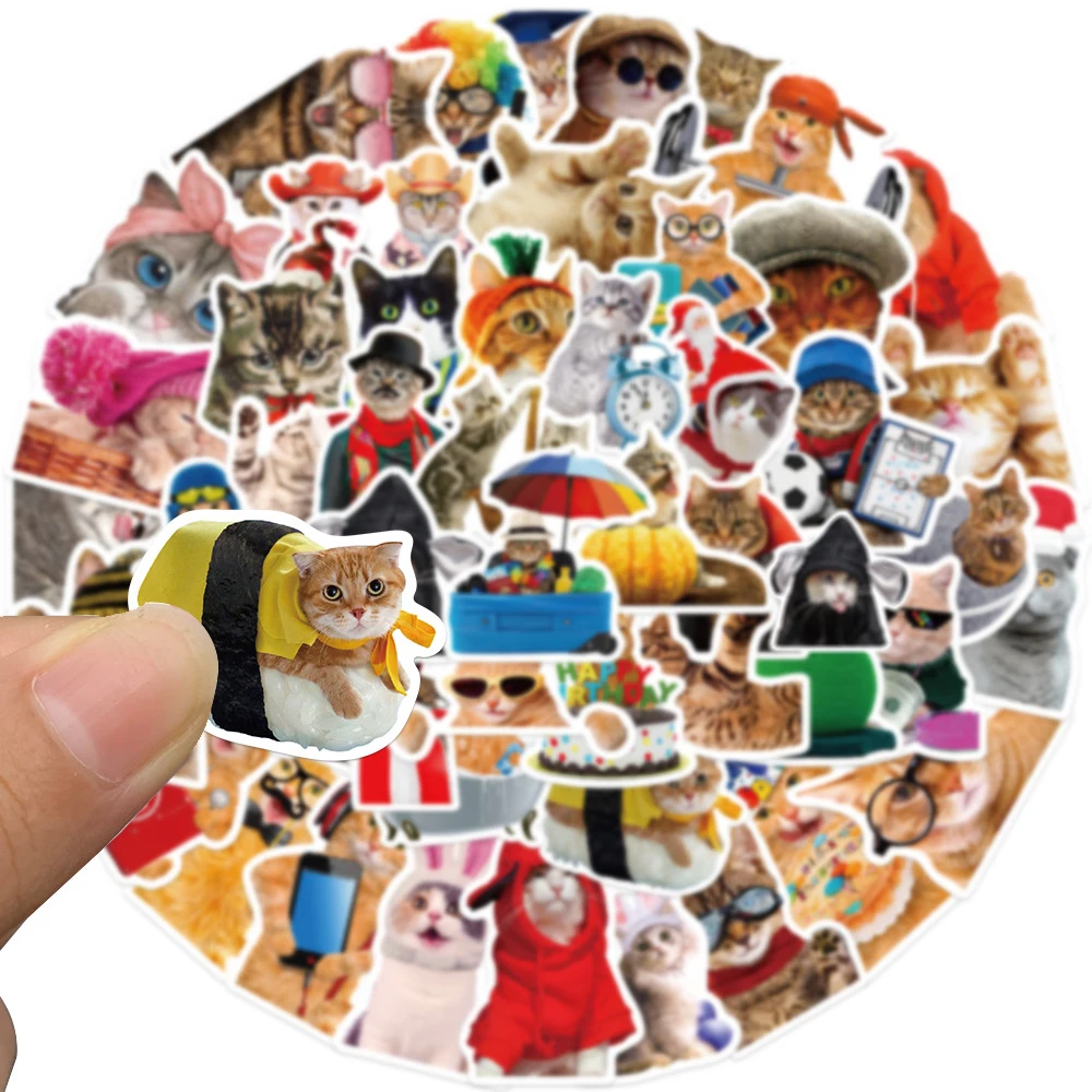 10/30/50pcs  Funny Animals Cat Meme Stickers Cute Cartoon Decals Kids Toys Laptop Notebook Luggage Motorcycle Decoration Sticker