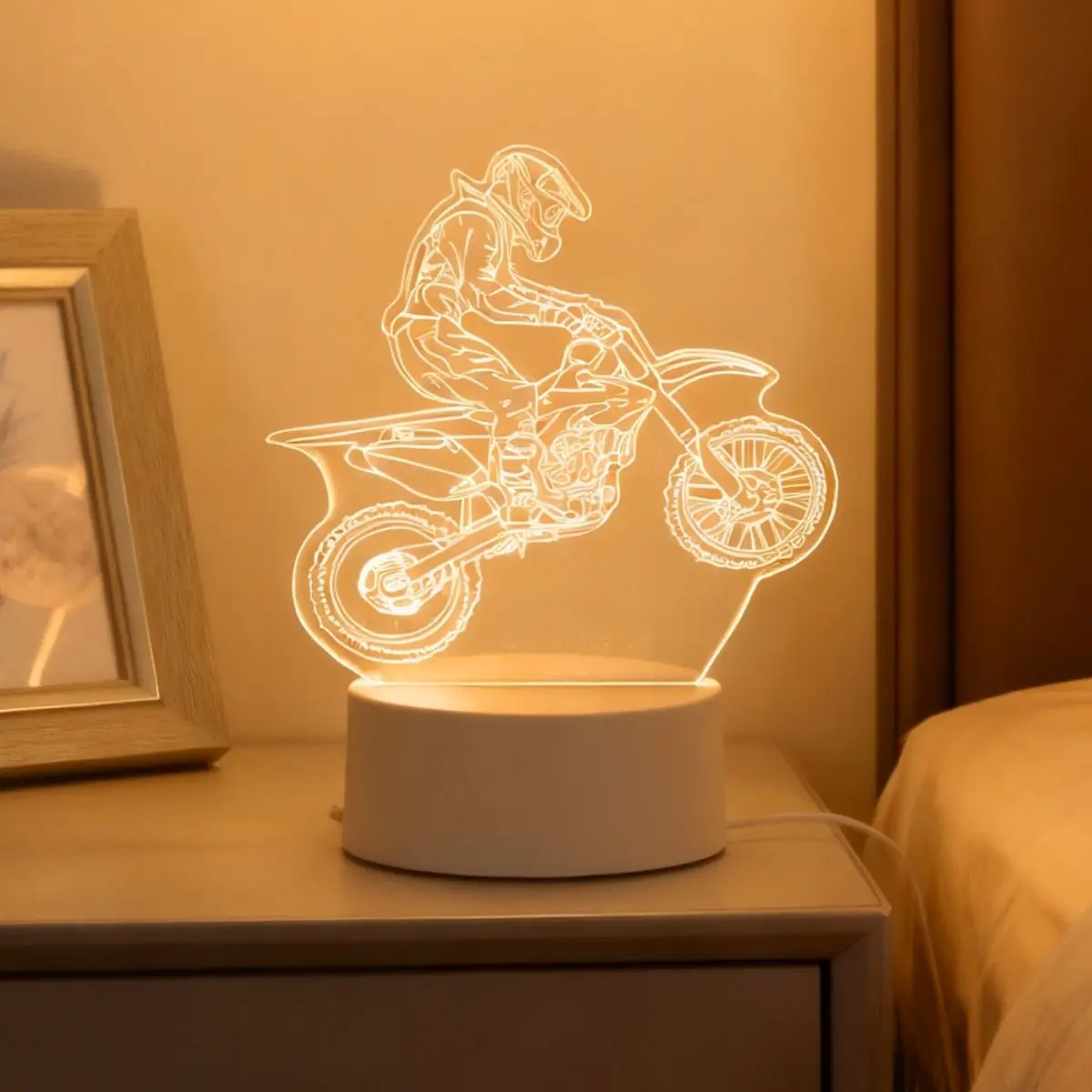 USB 3D luminous motorcycle creative night light, home decoration table decoration, living room and bedroom decoration light