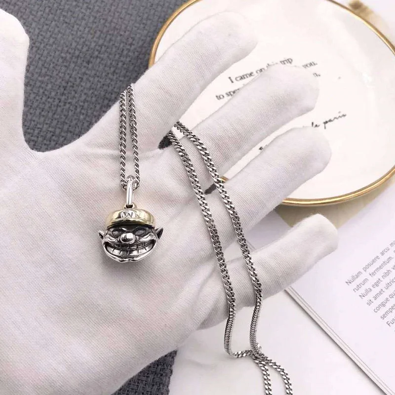 Cute fashion accessories Korean version S925 sterling silver game protagonist brother pendant necklace, niche men and women T-sh