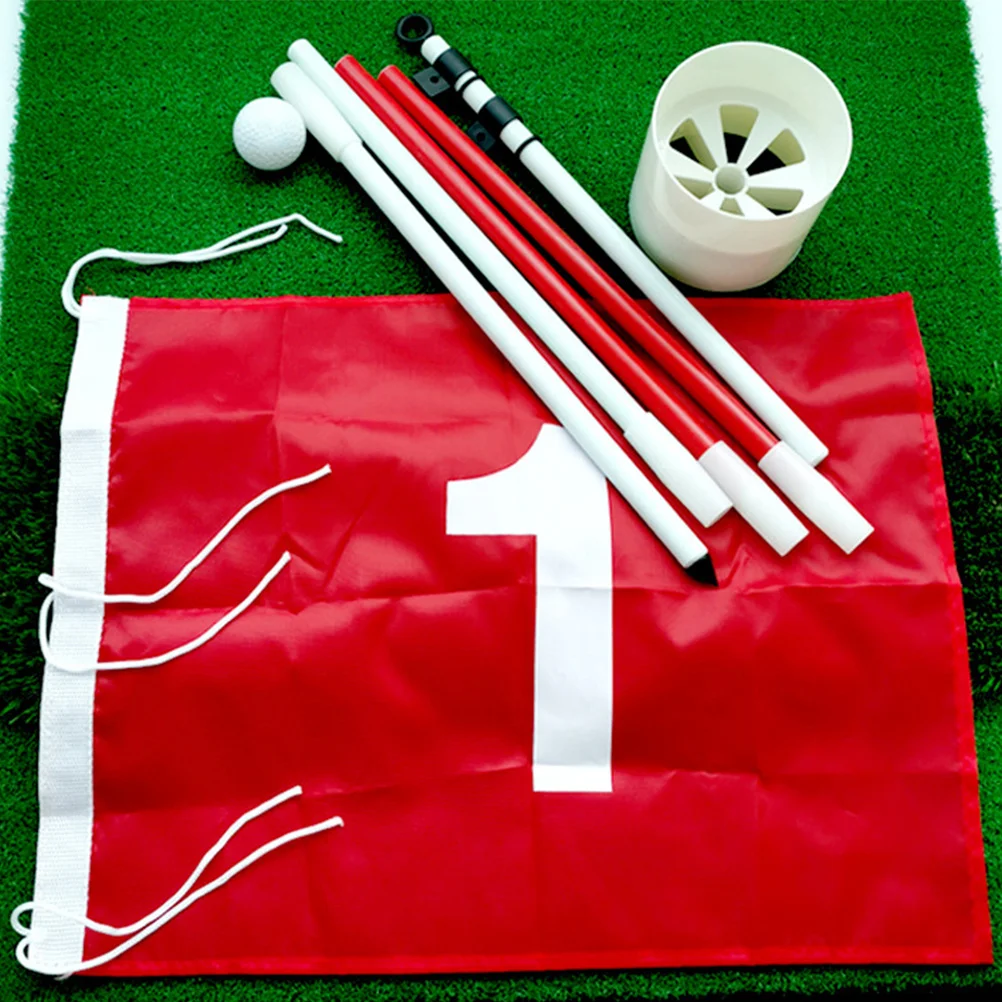 

1Set Putting Cup and Flagpole Professional Flagstick Set for Golf Practice Area Backyard Training Golf Accessory Equipment